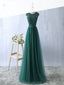Cap Sleeved Round Neck Lace A-line Long Evening Dress, Prom Dresses, TYP1125