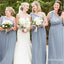 A-Line One Shoulder Grey Chiffon Bridesmaid Dresses with Ruffles, TYP1773