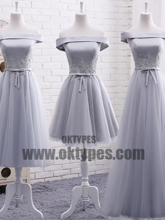 Long Bridesmaid Dresses Off-the-shoulder Appliques Tulle Bridesmaid Dresses, TYP0679