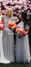 Two Pieces Grey Tulle A-line Long Cheap Bridesmaid Dresses, BDS0104