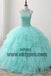 Ball Gown Long Green Sleeveless Open Back Lace up Beads High Neck Prom Dresses, TYP0465