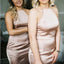 Blush Pink Stain Halter Strap Backless Cheap Long Bridesmaid Dresses Online, TYP0995
