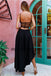Black Jersey Hi-low Simple Design Chic Long Prom Dresses, Cheap Prom Dresses, TYP0644