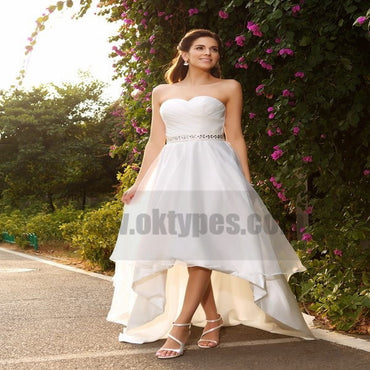 Simple Cheap Organza A-line High Low Wedding Dresses Online, TYP0797