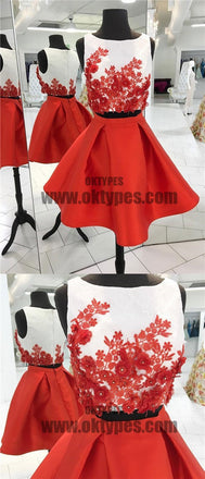 Sexy Two Pieces Unique Red Homecoming Dresses 2018, Homecoming Dresses, TYP0609