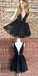 Cute Black Lace Homecoming Dress, Short V Neck Party Dresses, A Line Homecoming Dresses, TYP0740