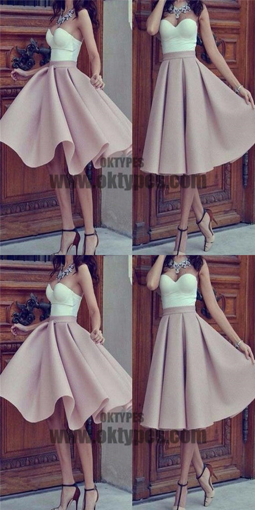Strapless sweetheart unique mismatched simple homecoming prom gown dress, TYP0657