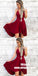 Red Spaghetti Straps High-Low Short Cheap Homecoming Dresses, TYP1003