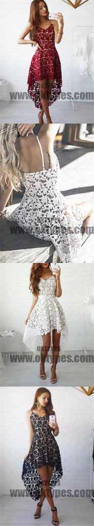 Homecoming Dress, Asymmetrical Lace Short Prom Dress Party Dress, TYP0689