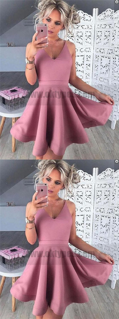 Spaghetti Straps Pink Cheap 2018 Homecoming Dresses Under 100, TYP0824