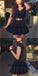 Sexy Two Pieces Black Cap Sleeve Cheap Homecoming Dresses 2018, TYP0512