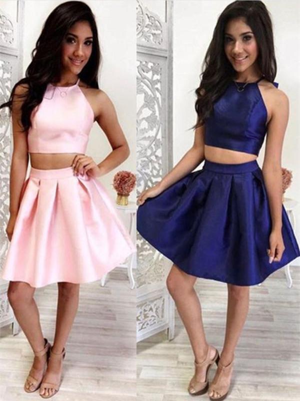 Two Pieces Halter Cheap Homecoming Dresses Under 100, CM405