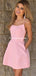 Sexy Spaghetti Straps Short Pink Cheap Homecoming Dress with Pockets, TYP1004
