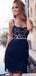 Sexy Sheath Spaghetti Straps Black Lace Homecoming Dresses Online, TYP1184