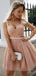 Pink spaghetti Strap Short Cheap Beaded Homecoming Dresses Online, TYP1150