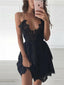 Sexy Deep V-neck Black Chiffon A-line Cheap Short Homecoming Dresses, HDS0023