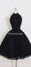 Black Halter Simple Cheap Short Homecoming Dresses 2018, CM547