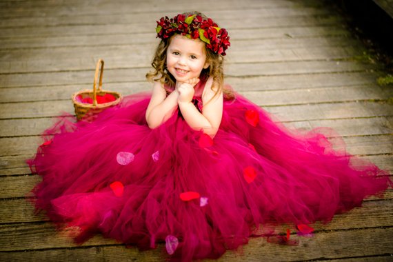 Beautiful Regular Straps Tulle Flower Girl Dresses With Flower Appliques, TYP1091