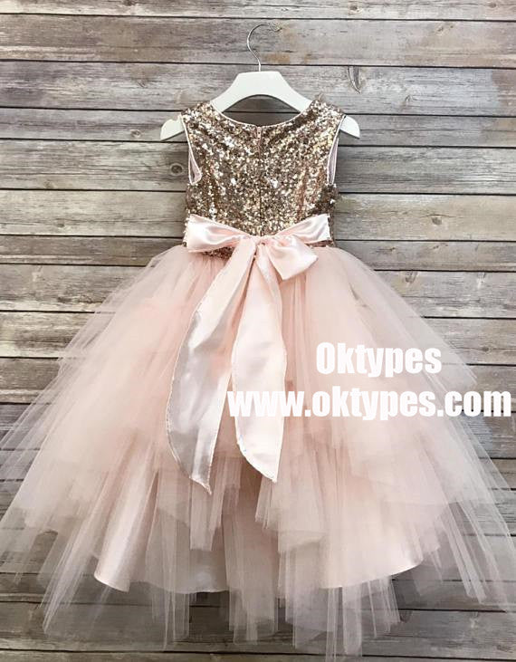 Sequin Top Champagne gold Flower Girl Dress, Champagne Tutu Flower Gir Oktypes Sequin Top Champagne gold Flower Girl Dress, Champagne Tutu Flower Gir Oktypes