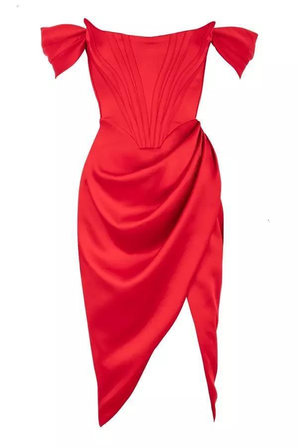 Summer Red Off Shoulder Sexy Dress Women High Split Short Homecoming Dresses, HDS0002