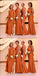 Mismatched Orange Satin Sheath Elegant Bridesmaid Dresses , BDS0186