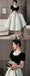 Elegant Velvet Short Sleeve Square Neck Embroidered Applique A-Line Prom Dress, PDS0302