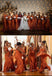 Elegant Rust Satin One Shoulder Floor Length Mermaid Bridesmaid Dresses, BDS0200