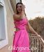 Sexy Satin Spaghetti Straps Sleeveless A-Line Long Prom Dresses, PDS0933