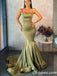 Spaghetti Straps Square Neckline Sleeveless Mermaid Long Prom Dresses,PDS0337