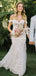 Off-The-Shoulder Lace Appliqued Tulle Long Cheap Wedding Dresses, WDS0073