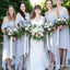 A-Line Deep V-Neck High Low Cold Shoulder Lavender Bridesmaid Dresses, TYP1838