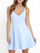 V Neck Light Blue Cheap Homecoming Dresses Under 100, CM403