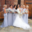 Mismatched Mermaid Long Cheap Light Grey Bridesmaid Dresses with Lace Applique, TYP1172