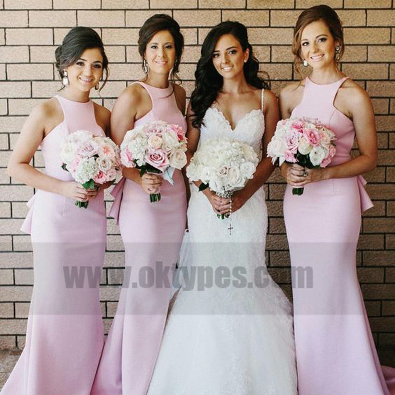 Light Pink Sleeveless Charming Long Mermaid Bridesmaid Dresses, Bridesmaid Dresses, TYP0755