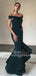 Unique Design Off Shoulder Teal Mermaid Gorgeous Long Prom Dresses, TYP1614