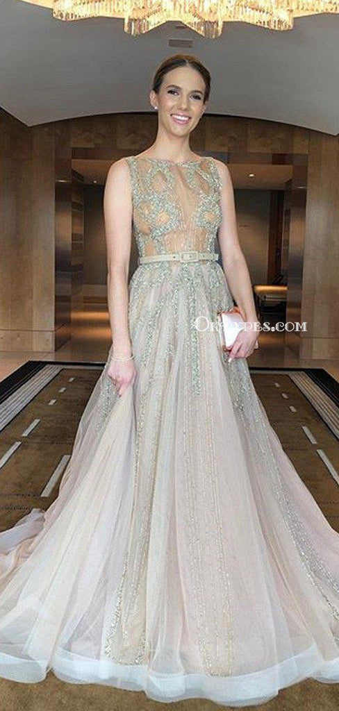 Charming Bateau Sleeveless Ball Gown Sequin Organza Long Cheap Formal Evening Prom Dresses, PDS0080