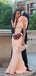 Mermaid One-Shoulder Blush Pink Elastic Satin Prom Dresses with Ruffles, TYP1710