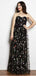A-Line Sweetheart Neck Sleeveless Black Long Prom Dresses with Appliques, TYP1885