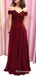 Off the Shoulder Burgundy Long Prom Dresses with Applique & Beaded, TYP1891