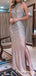 High Neck Champagne Sheath Long Formal Gowns Prom Dresses With Beaded, TYP1908