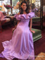 A-Line Off the Shoulder Lilac Long Prom Dresses with Ruffles, TYP1636
