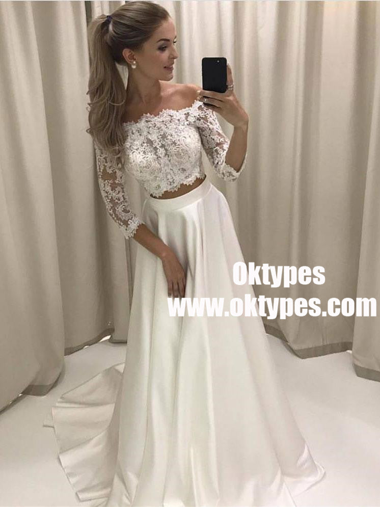 Cheap Long Sleeves Sexy Two Pieces Wedding Dresses Online, TYP0838