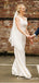 Simple V-neck Sleeveless Sheath Ivory Satin Long Cheap Wedding Dresses, TYP1989