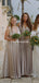 Charming V-neck Grey Jersey A-line Long Cheap Bridesmaid Dresses, BDS0109