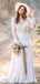 Long Sleeve Illusion Neck Lace A-line Long Cheap Wedding Dresses, WDS0048