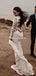 Long Sleeves V-neck Lace Mermaid Long Cheap Wedding Dresses, WDS0071