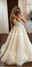 Off-The-Shoulder Tulle Applique A-line Long Cheap Wedding Dresses, WDS0055