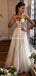 Romantic V-neck Lace A-line Long Cheap Wedding Dresses, WDS0053