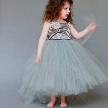 Satin Top Strap Tulle Cute Little Girl Birthday Dresses, Free Custom Dresses, TYP1119