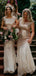 Mismatched Champagne Sequin Mermaid Long Cheap Bridesmaid Dresses, BDS0107